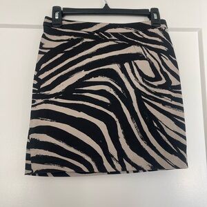 H&M Black and Cream Zebra Print Pencil Skirt